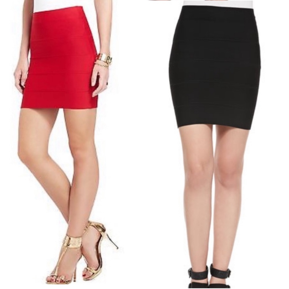 BCBG MAXAZRIA Bundle of 2 Simone Bandage Skirt Red Black Size XS X-Small